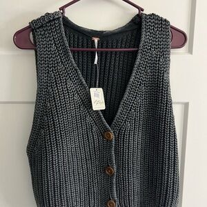 Free People Blue V-Neck Sweater